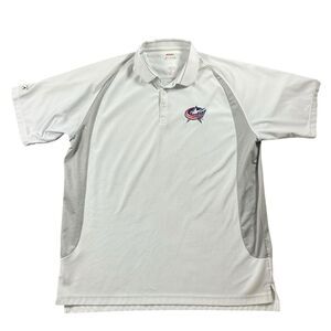 Columbus Blue Jackets Men’s XL Antigua Polo NHL Hockey White Desert Dry